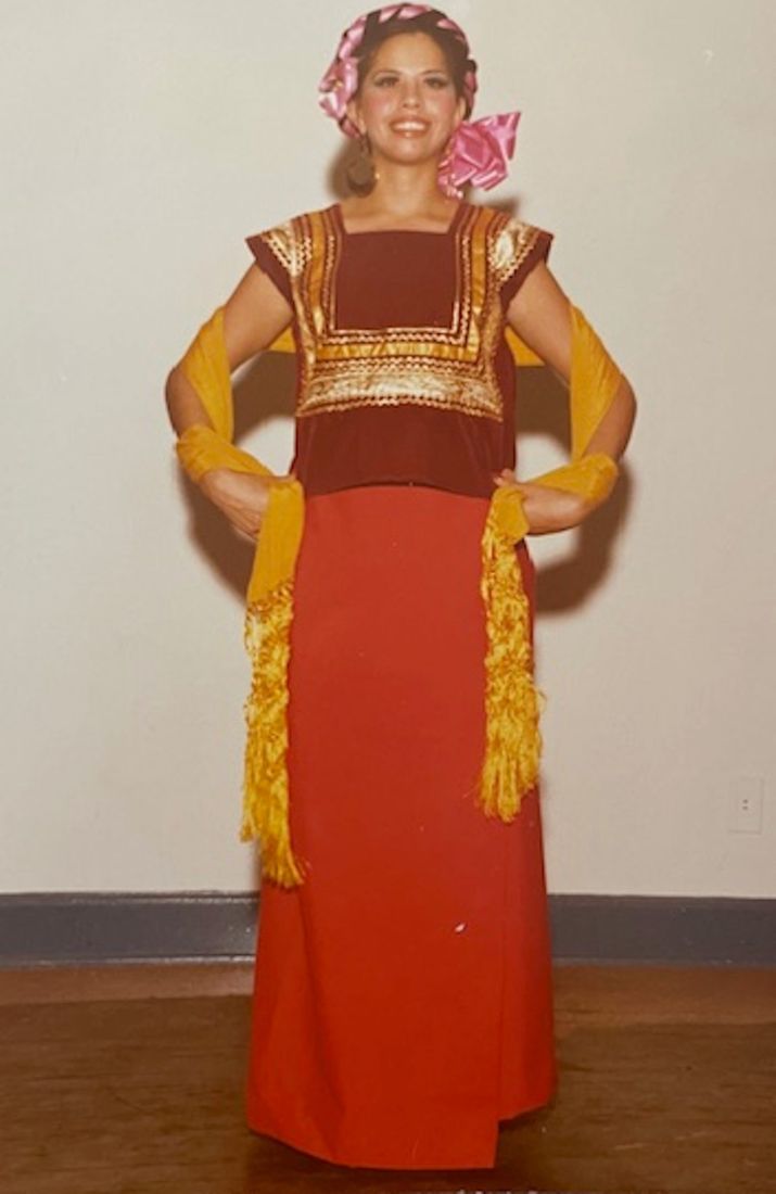 Sylvia in folklórico dress